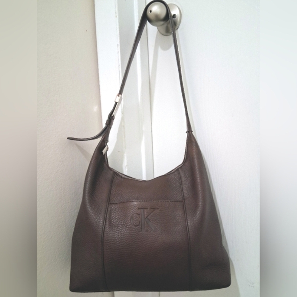 Calvin Klein Faux Leather  Dark Brown Hobo Purse